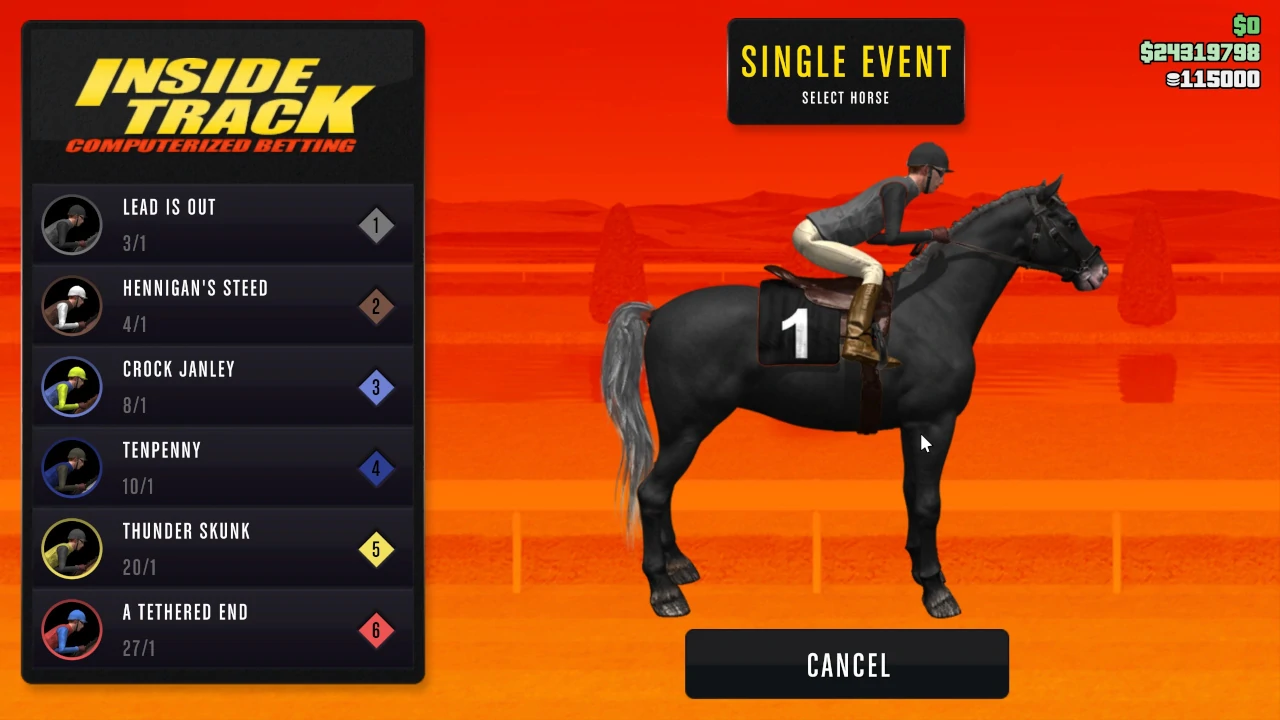 An image of the betting screen